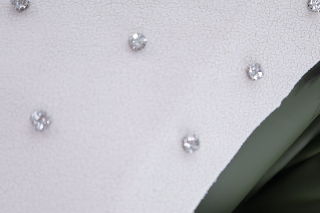 Chaqueta verde/beig circonitas cuello